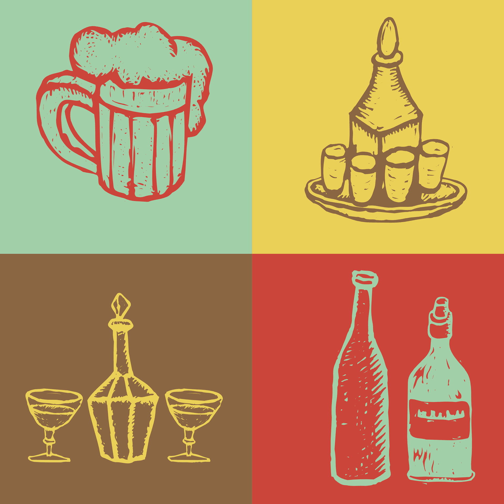 Dessin de biere, vin et autres boissons